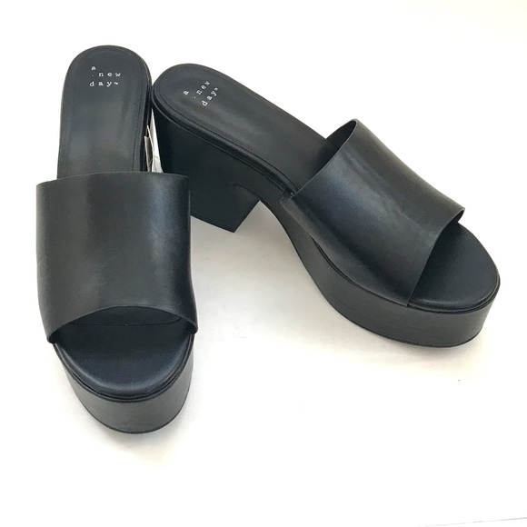 A NEW DAY Ricky Platform Heels High Heeled Sandals Black NWT Women’s Size 10 - Picture 1 of 16